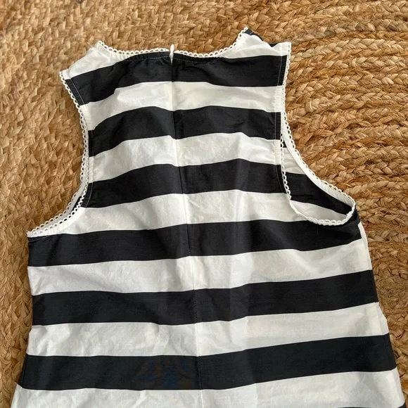 Trina Turk Black & White Striped Ruffle Tank size S - Picture 5 of 9